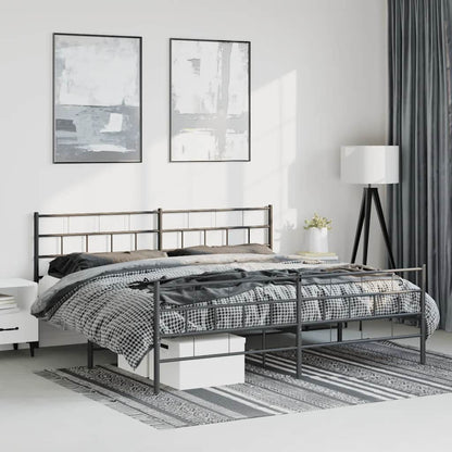 vidaXL Metal Bed Frame without Mattress with Footboard Black 193x203cm