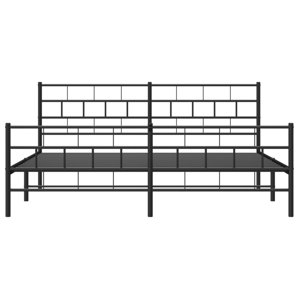 vidaXL Metal Bed Frame without Mattress with Footboard Black 200x200cm