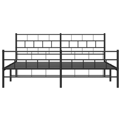 vidaXL Metal Bed Frame without Mattress with Footboard Black 200x200cm