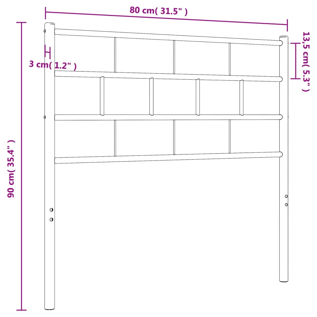 vidaXL Metal Replace Headboard Black 75 cm