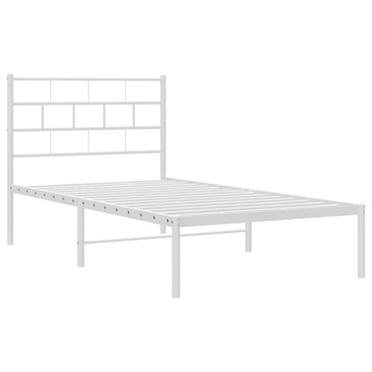 vidaXL Metal Bed Frame without Mattress with Headboard White 75x190cm