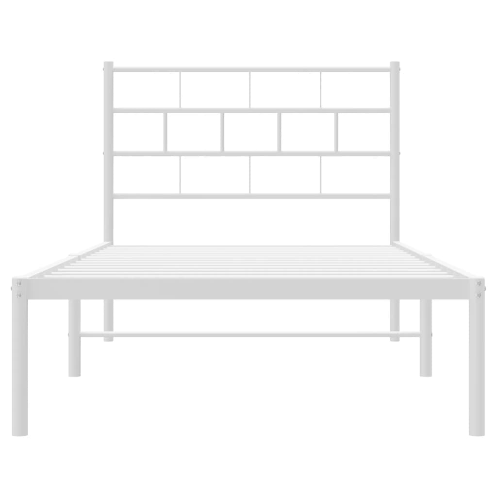 vidaXL Metal Bed Frame without Mattress with Headboard White 75x190cm