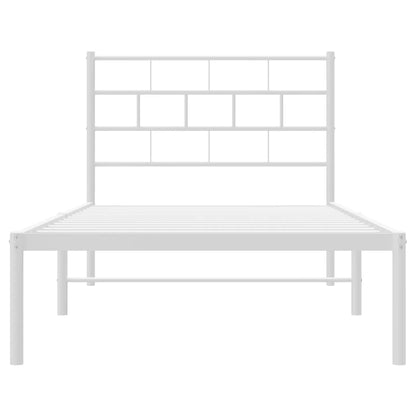 vidaXL Metal Bed Frame without Mattress with Headboard White 75x190cm