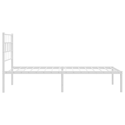 vidaXL Metal Bed Frame without Mattress with Headboard White 75x190cm