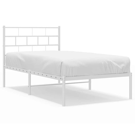 vidaXL Metal Bed Frame | White | Powder-Coated Steel | Single | Single Bed Frame