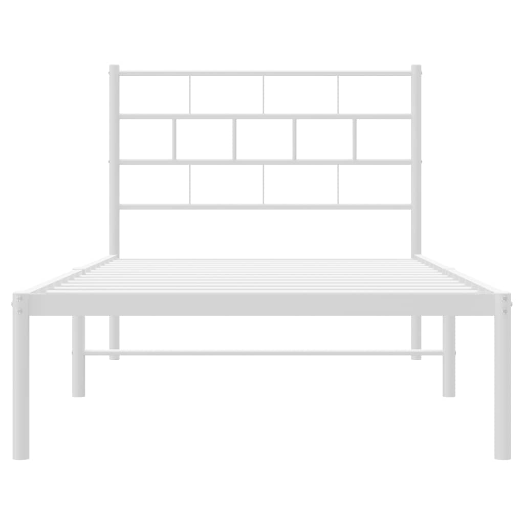 vidaXL Metal Bed Frame without Mattress with Headboard White 100x190cm