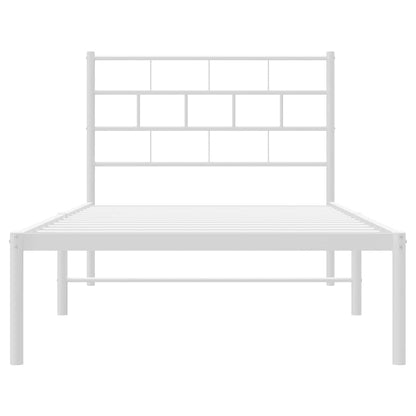 vidaXL Metal Bed Frame without Mattress with Headboard White 100x190cm