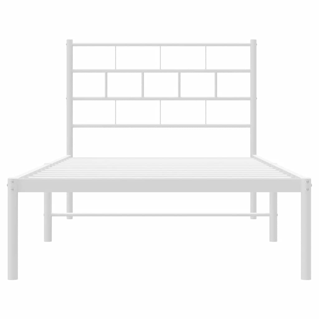 vidaXL Metal Bed Frame without Mattress with Headboard White 100x200cm