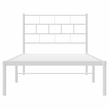 vidaXL Metal Bed Frame without Mattress with Headboard White 100x200cm