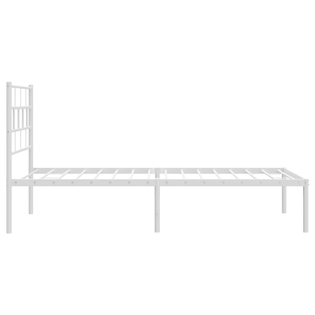 vidaXL Metal Bed Frame without Mattress with Headboard White 100x200cm
