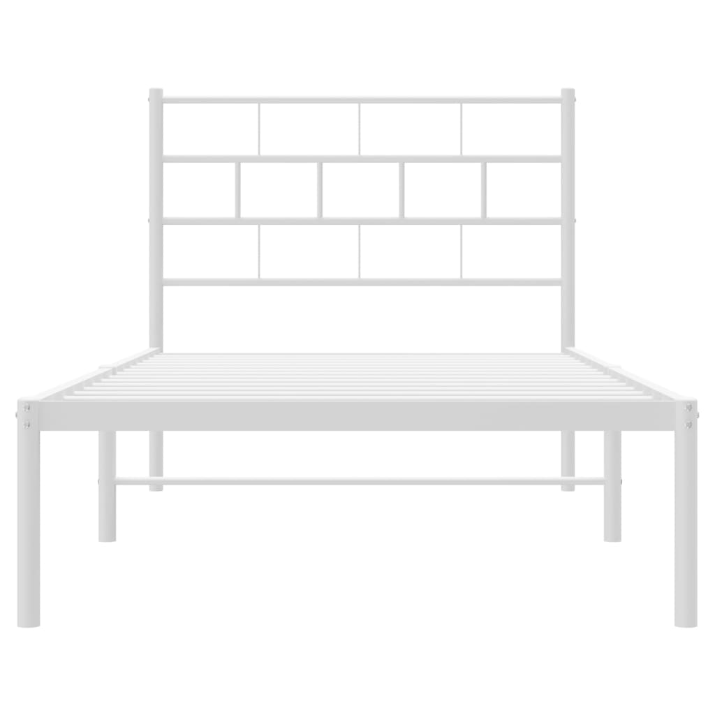 vidaXL Metal Bed Frame | White | Steel | Single | Metal Bed Frame | Rectangular