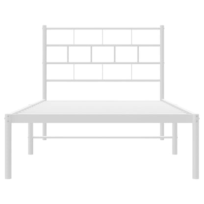 vidaXL Metal Bed Frame | White | Steel | Single | Metal Bed Frame | Rectangular