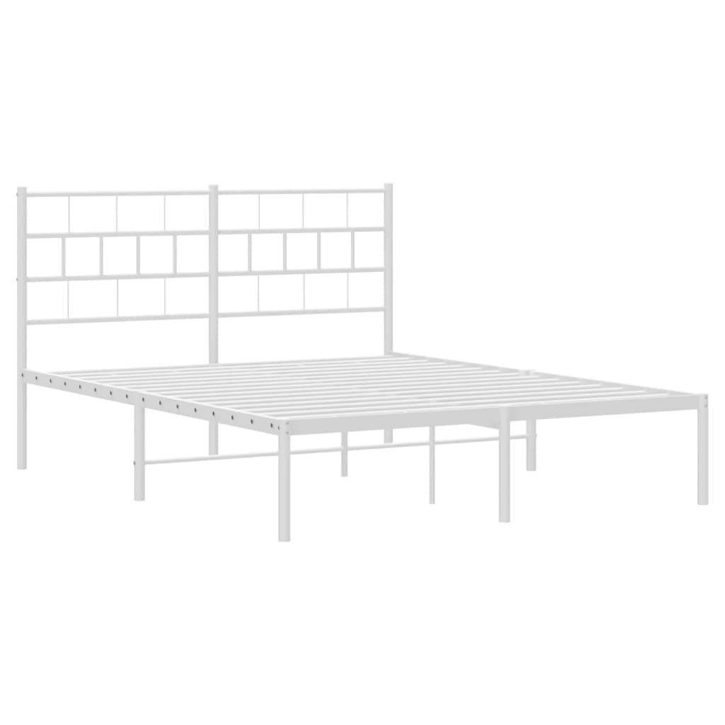 vidaXL Metal Bed Frame without Mattress with Headboard White 140x200cm