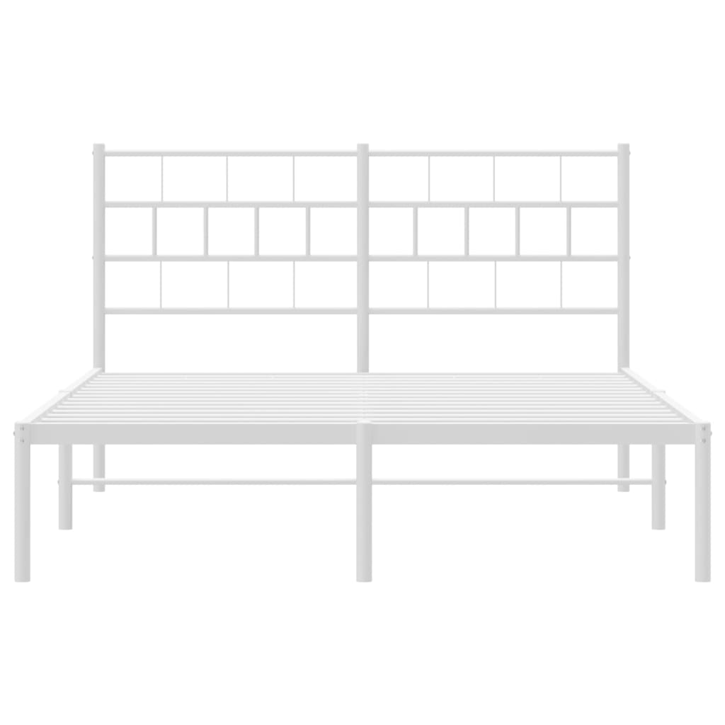 vidaXL Metal Bed Frame without Mattress with Headboard White 140x200cm