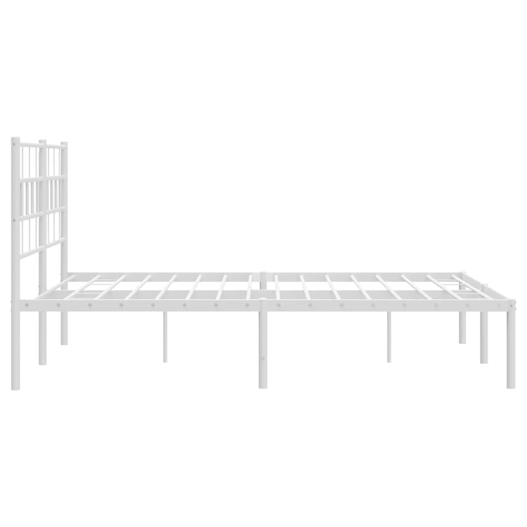 vidaXL Metal Bed Frame without Mattress with Headboard White 140x200cm