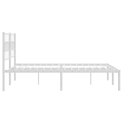 vidaXL Metal Bed Frame without Mattress with Headboard White 140x200cm