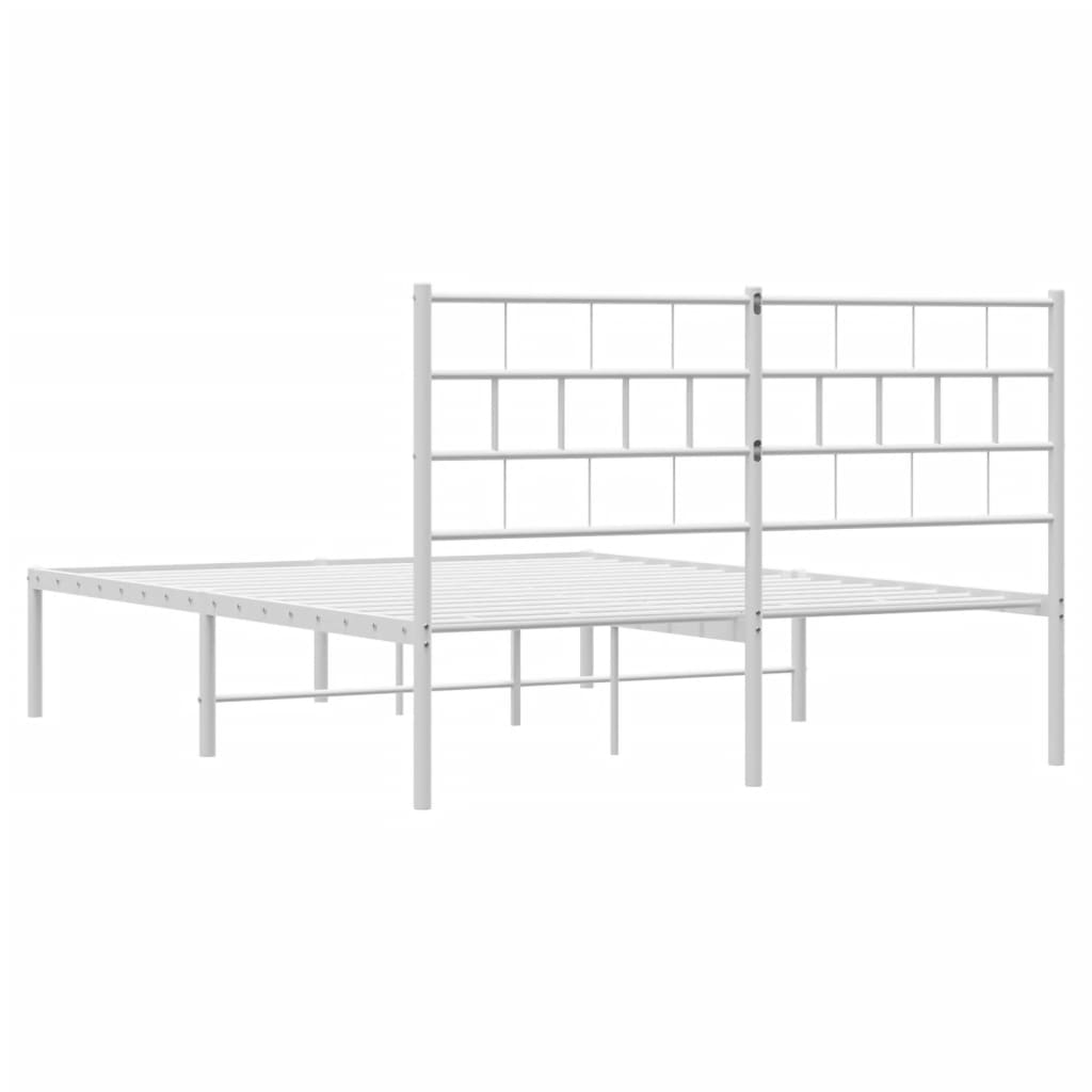 vidaXL Metal Bed Frame without Mattress with Headboard White 140x200cm