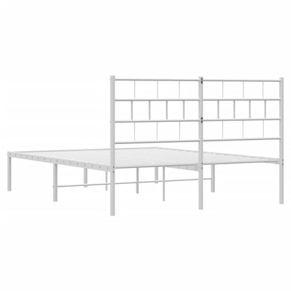 vidaXL Metal Bed Frame without Mattress with Headboard White 140x200cm
