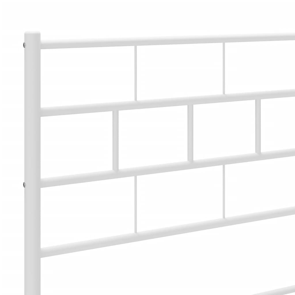 vidaXL Metal Bed Frame without Mattress with Headboard White 140x200cm