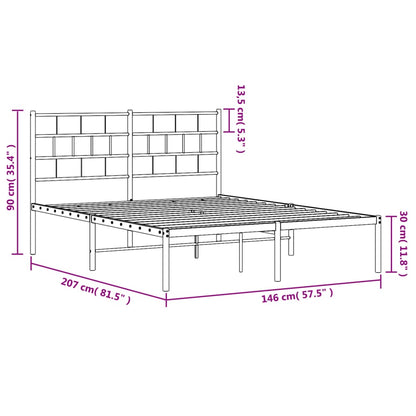 vidaXL Metal Bed Frame without Mattress with Headboard White 140x200cm