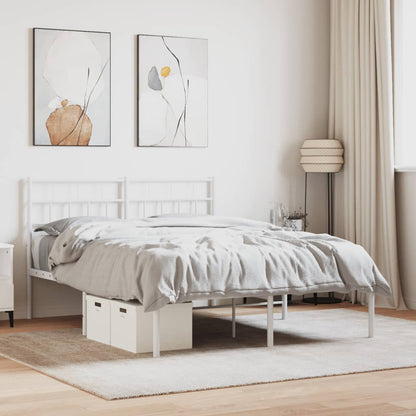 vidaXL Metal Bed Frame without Mattress with Headboard White 140x200cm