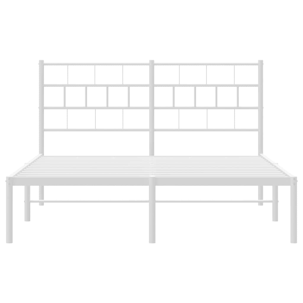 vidaXL Metal Bed Frame without Mattress with Headboard White 150x200cm