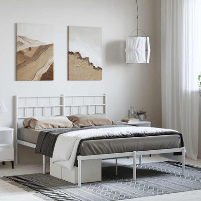 vidaXL Metal Bed Frame without Mattress with Headboard White 150x200cm
