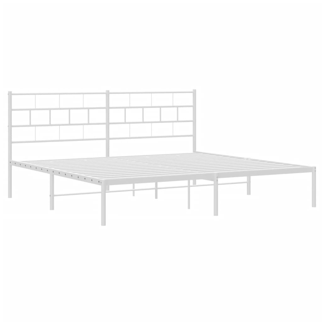 vidaXL Metal Bed Frame without Mattress with Headboard White 180x200cm
