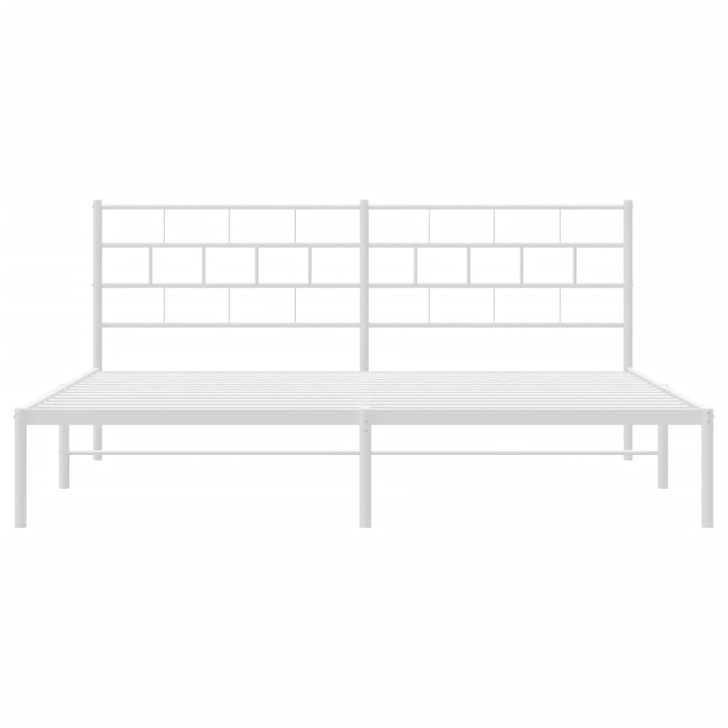 vidaXL Metal Bed Frame without Mattress with Headboard White 180x200cm