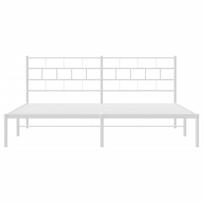 vidaXL Metal Bed Frame without Mattress with Headboard White 180x200cm