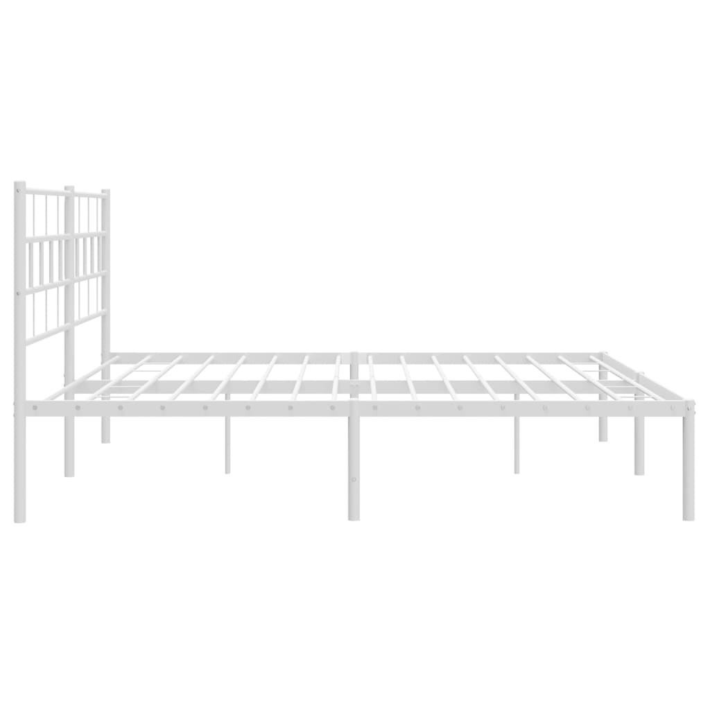 vidaXL Metal Bed Frame without Mattress with Headboard White 180x200cm
