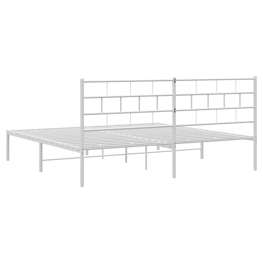 vidaXL Metal Bed Frame without Mattress with Headboard White 180x200cm