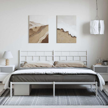 vidaXL Metal Bed Frame without Mattress with Headboard White 183x213cm