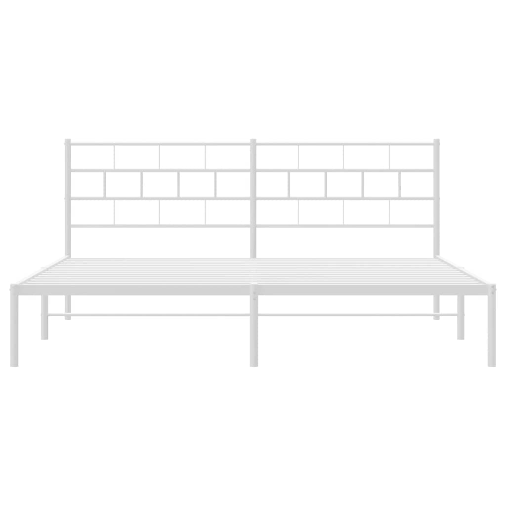 vidaXL Metal Bed Frame without Mattress with Headboard White 183x213cm