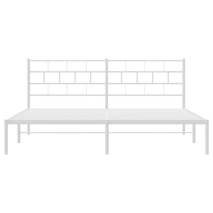 vidaXL Metal Bed Frame without Mattress with Headboard White 183x213cm