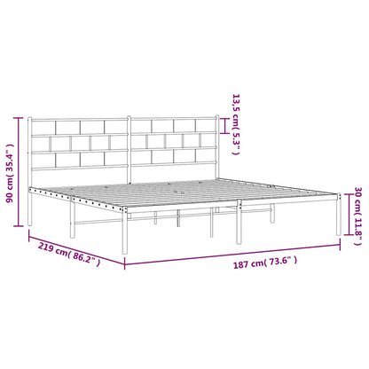vidaXL Metal Bed Frame without Mattress with Headboard White 183x213cm