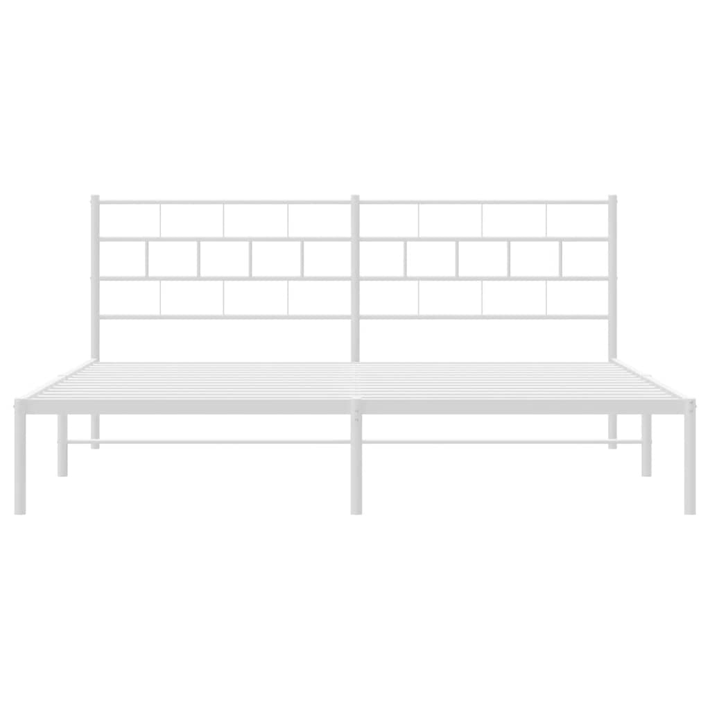 vidaXL Metal Bed Frame without Mattress with Headboard White 193x203cm