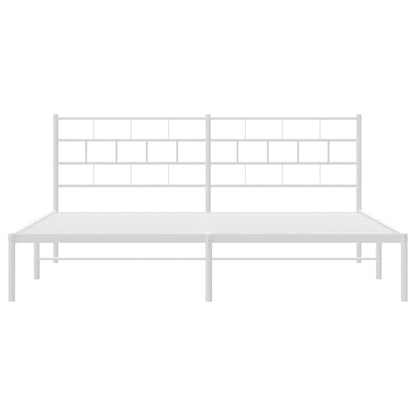 vidaXL Metal Bed Frame without Mattress with Headboard White 193x203cm