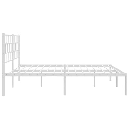 vidaXL Metal Bed Frame without Mattress with Headboard White 193x203cm