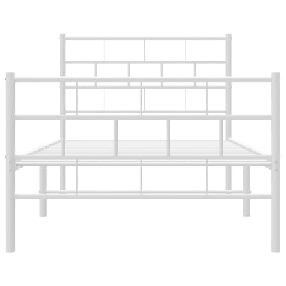 vidaXL Metal Bed Frame | White | Powder-Coated Steel | Single Size | Bed Frame