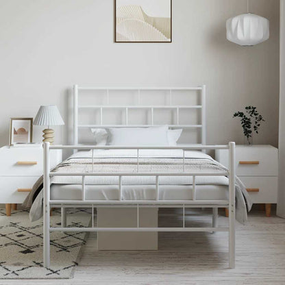vidaXL Metal Bed Frame | White | Powder-Coated Steel | Single | Metal Bed Frame