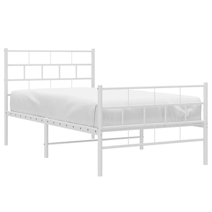vidaXL Metal Bed Frame without Mattress with Footboard White 107x203cm