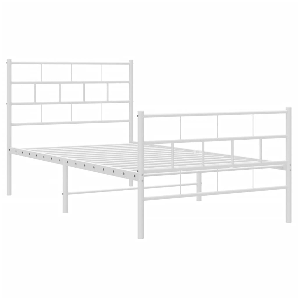 vidaXL Metal Bed Frame without Mattress with Footboard White 107x203cm