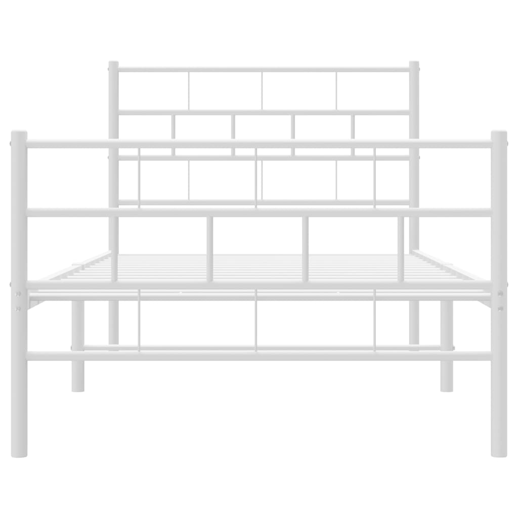 vidaXL Metal Bed Frame without Mattress with Footboard White 107x203cm