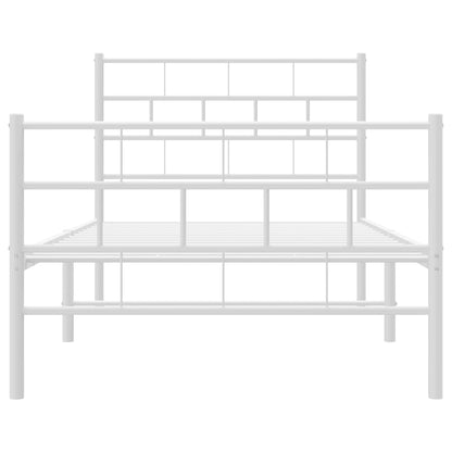 vidaXL Metal Bed Frame without Mattress with Footboard White 107x203cm