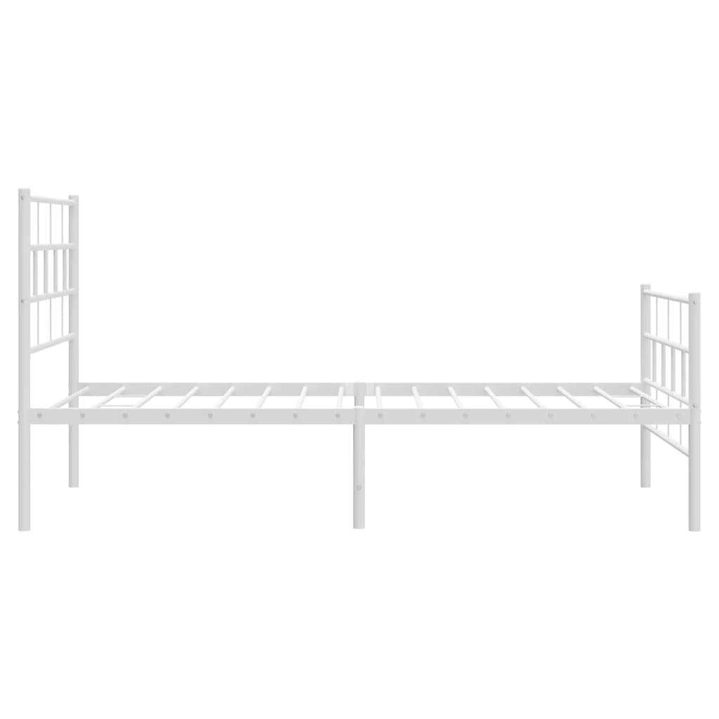 vidaXL Metal Bed Frame without Mattress with Footboard White 107x203cm