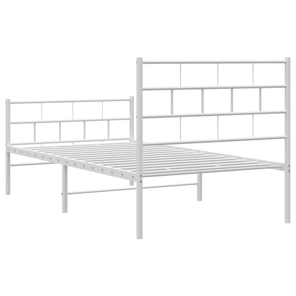 vidaXL Metal Bed Frame without Mattress with Footboard White 107x203cm