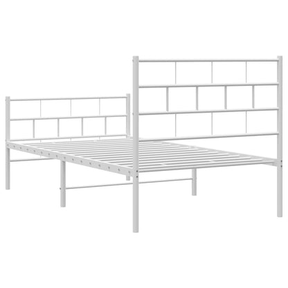 vidaXL Metal Bed Frame without Mattress with Footboard White 107x203cm