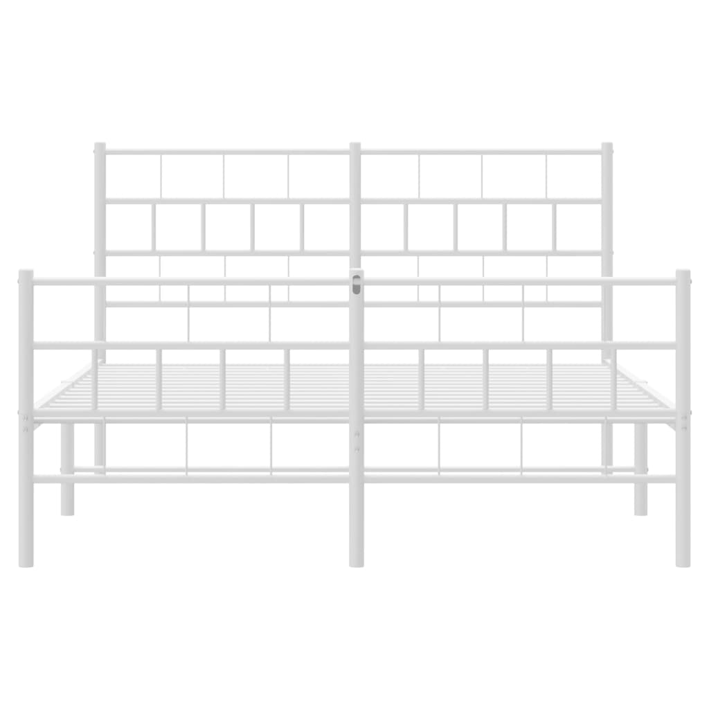 vidaXL Metal Bed Frame without Mattress with Footboard White 120x200cm