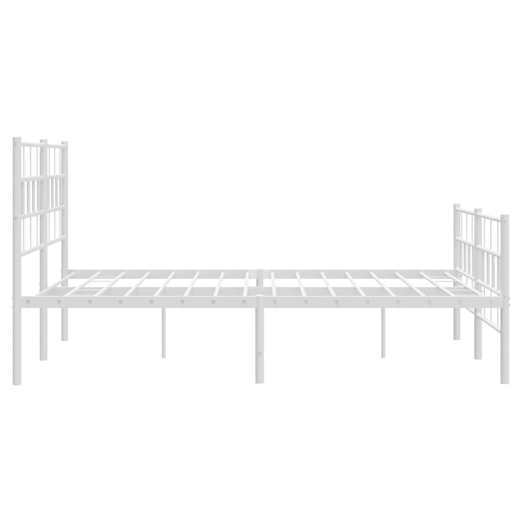 vidaXL Metal Bed Frame without Mattress with Footboard White 120x200cm